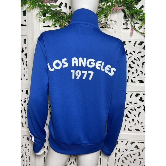 90s Y2K American Eagle Blue Retro Track Zip-Up Jacket Size XS Los Angeles 1977 - Picture 2 of 12